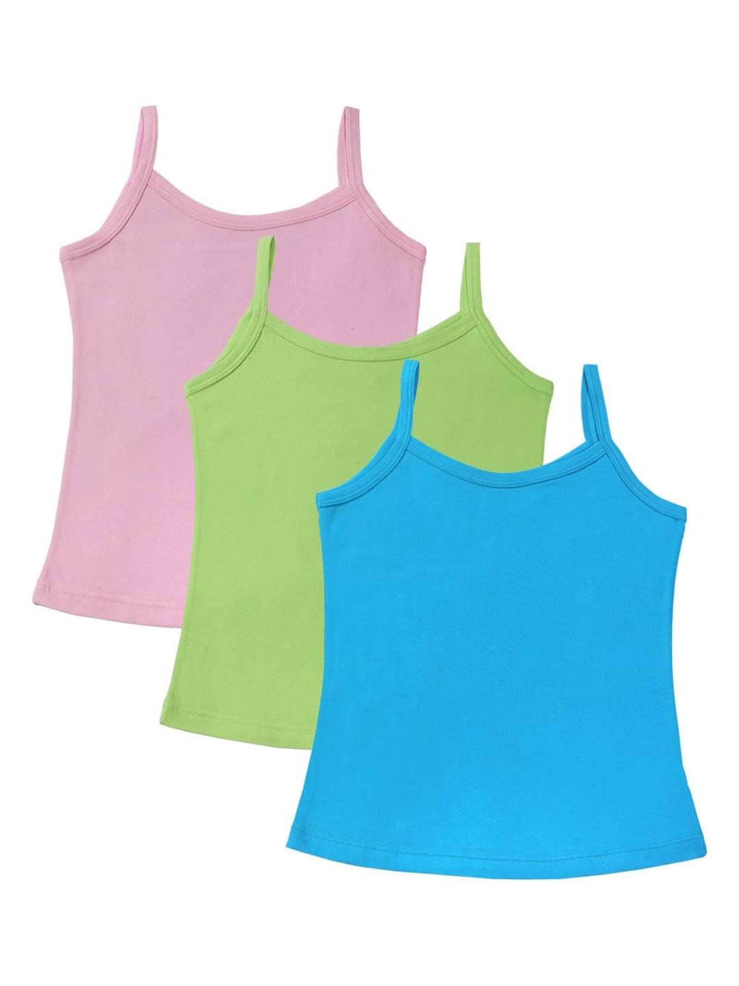 

Bodycare Kids Girls Pack Of 3 Blue & Green Assorted Cotton Undershirt Vests