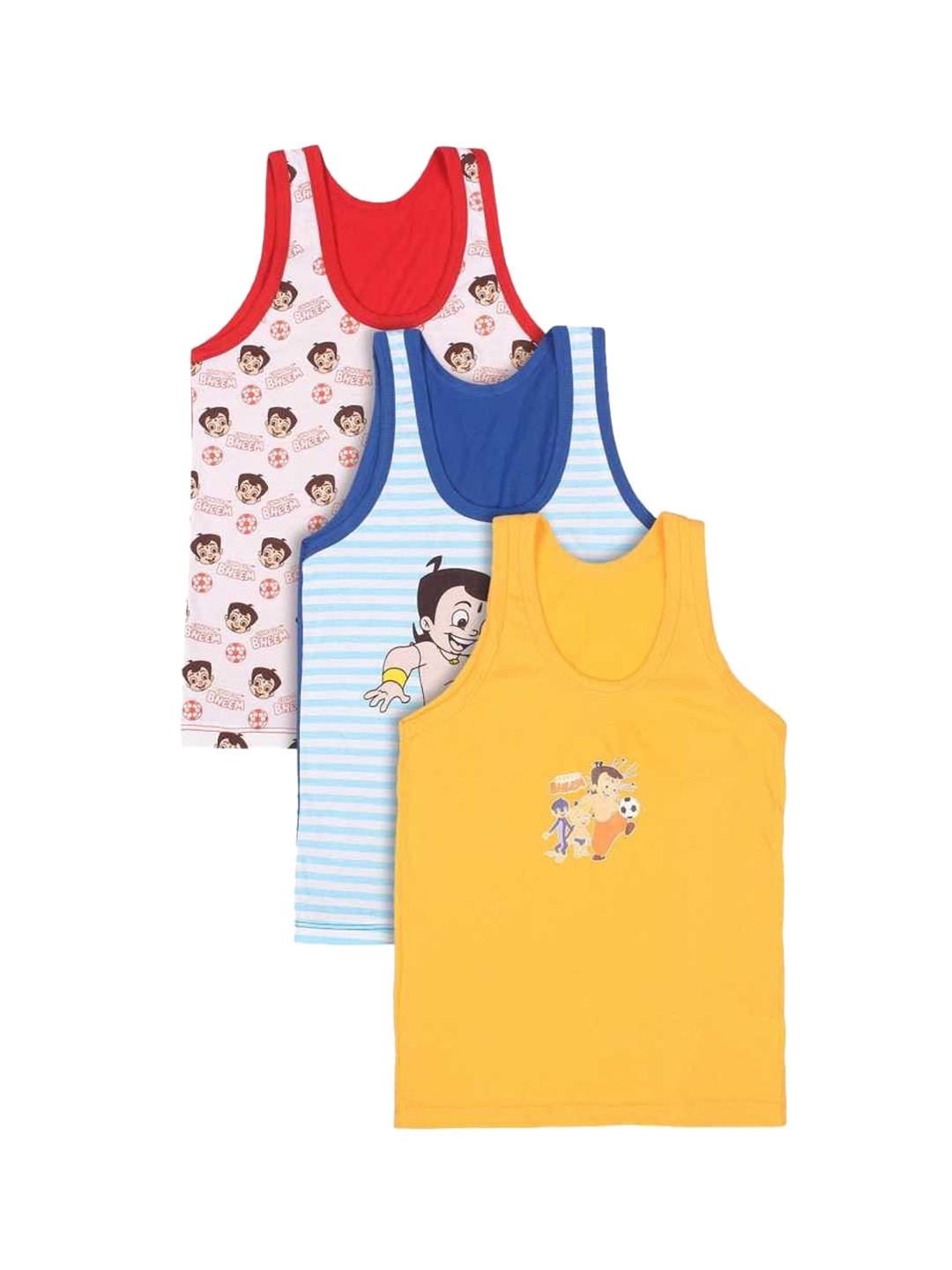 

Bodycare Kids Boys Pack Of 3 Assorted Chotta Bheem Printed Cotton Innerwear Vests, Yellow