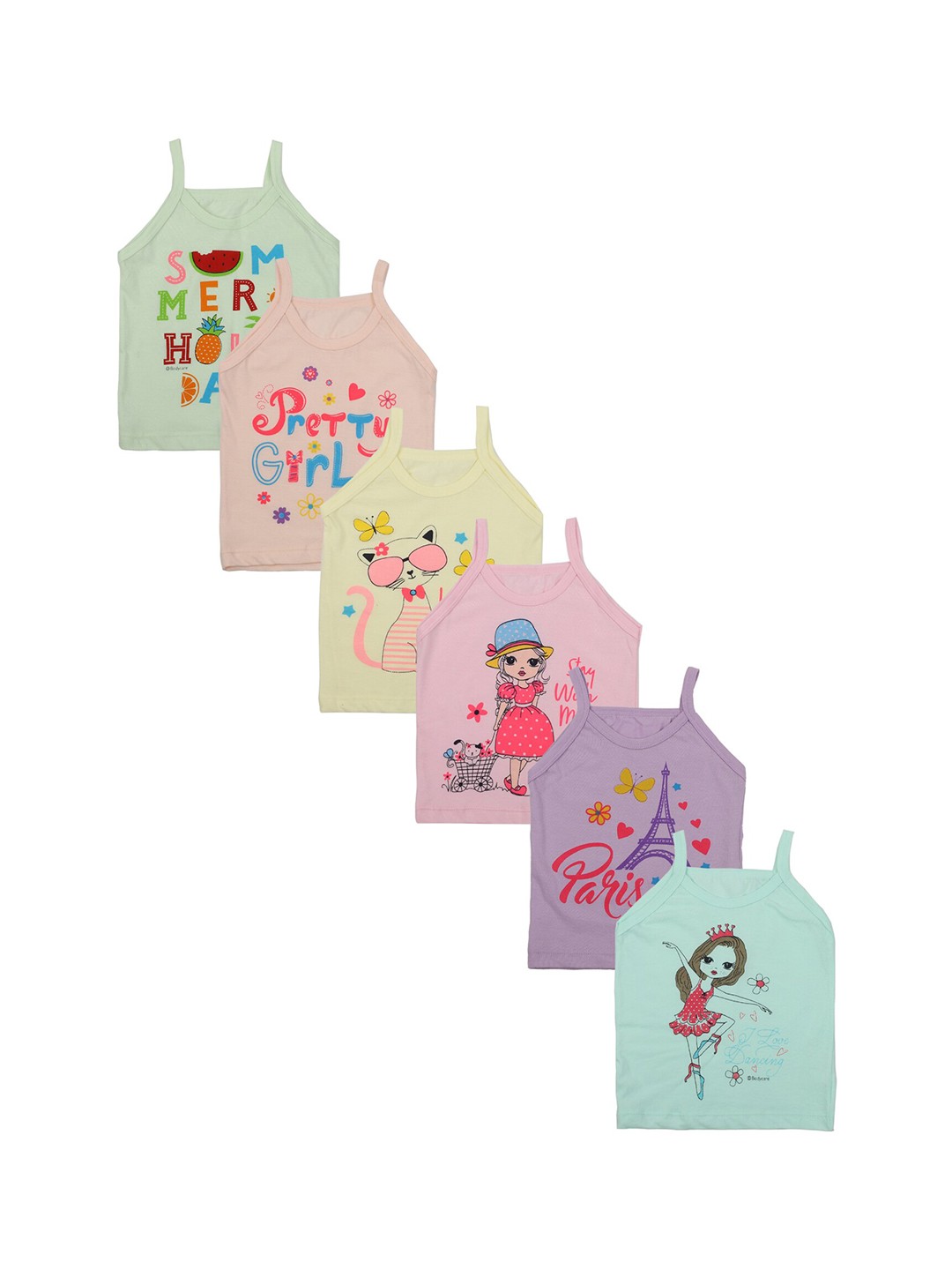 

Bodycare Kids Girls Pack Of 6 Assorted Cotton Innerwear Vests