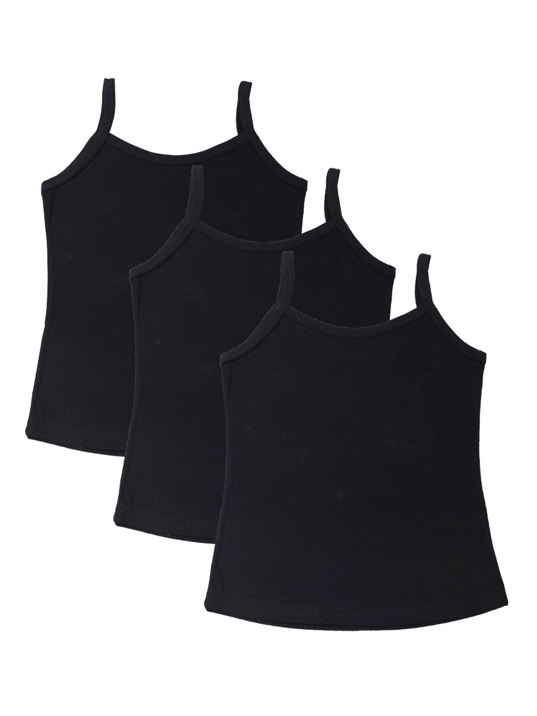 

Bodycare Kids Girls Pack Of 3 Solid Cotton Innerwear Vests KIA80-PK002, Black