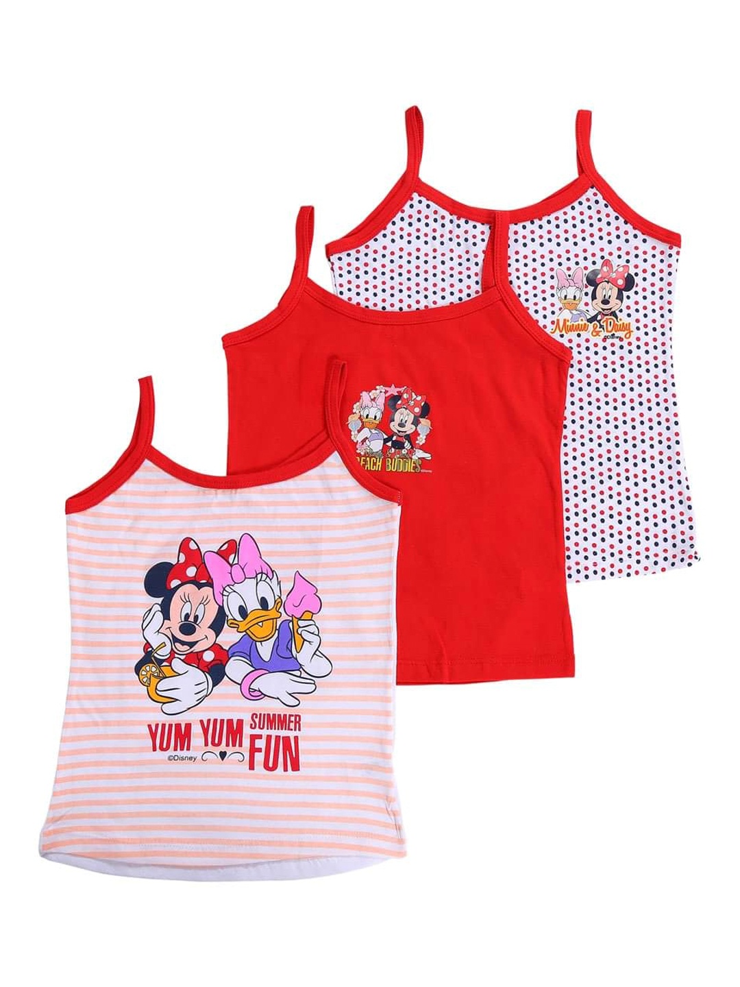 Bodycare Kids Girls Pack Of 3 Assorted Minnie Mouse Cotton Innerwear Vests KIA880-PK001_P3