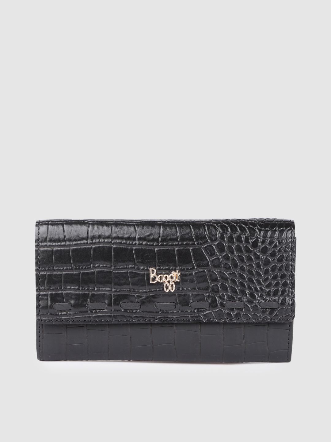 

Baggit Women Black Animal Textured PU Two Fold Wallet