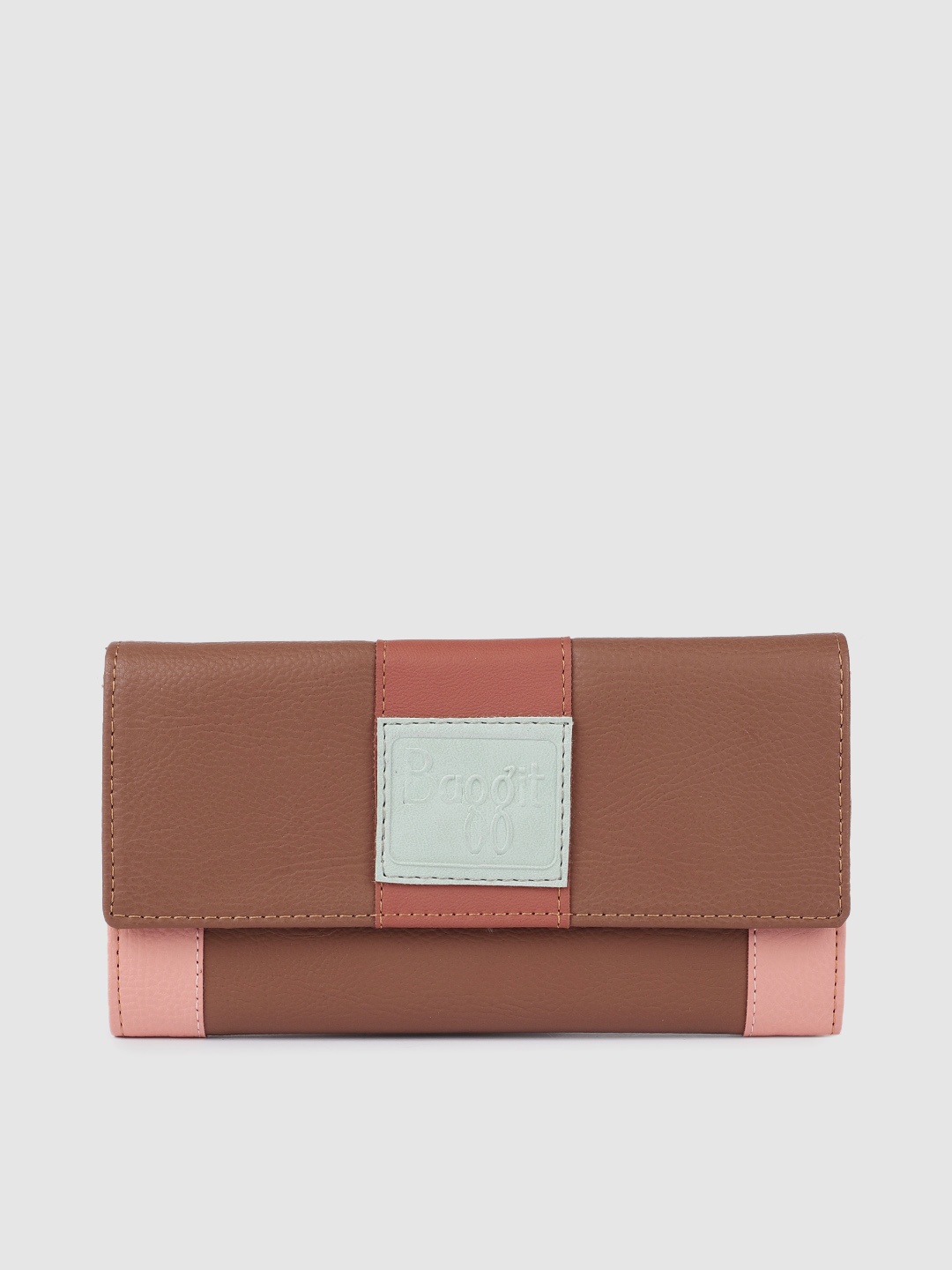 

Baggit Women Brown & Pink Solid Two Fold Wallet
