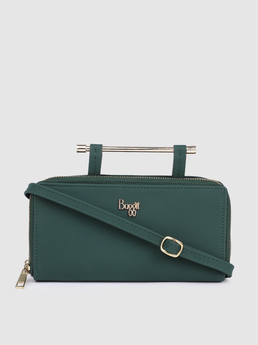 

Baggit Women Zip Around Wallet with Sling Strap, Green