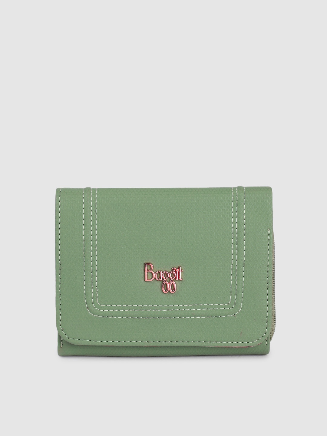 

Baggit Women Green Textured Three Fold Wallet