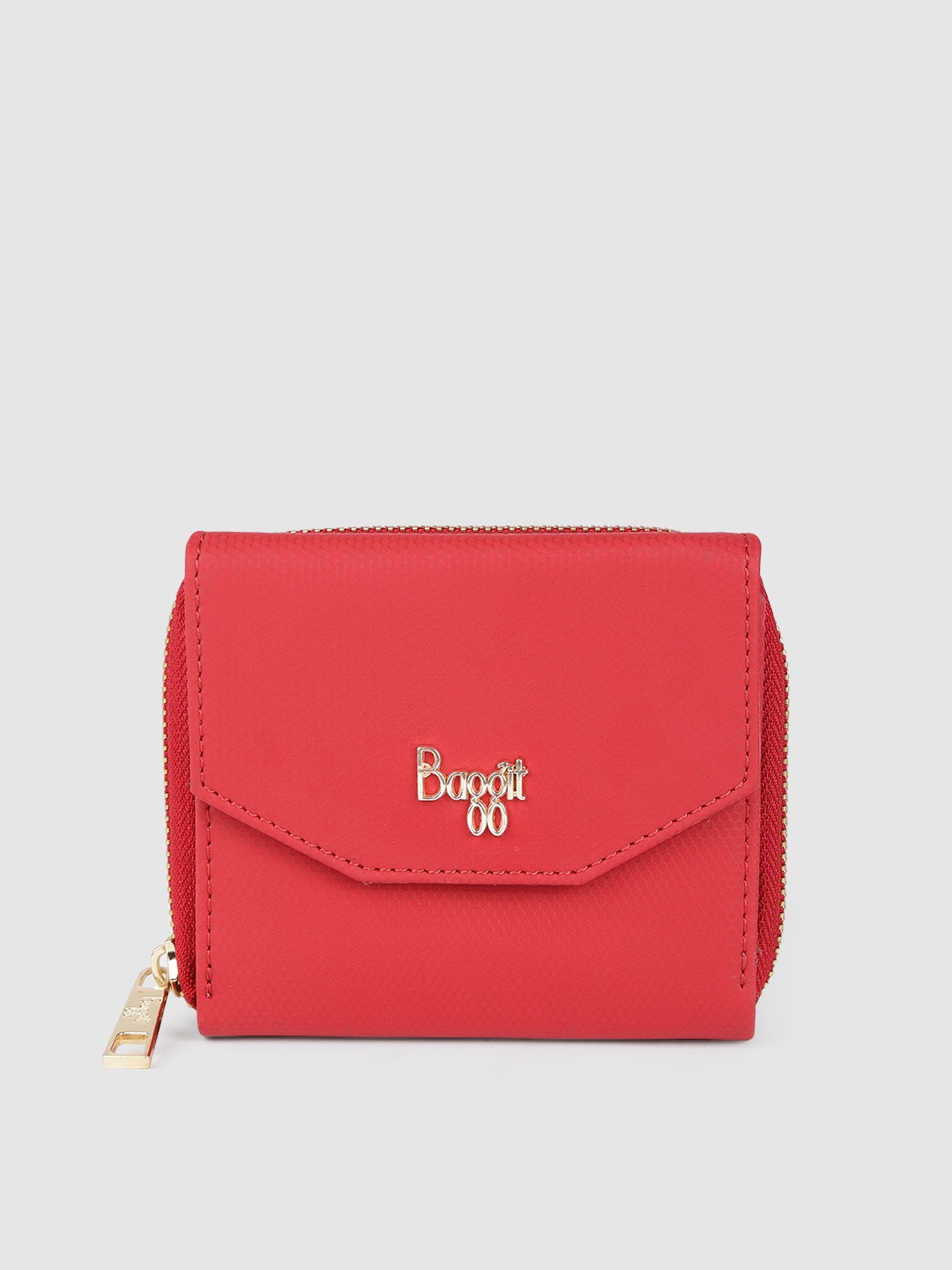 

Baggit Women Red Textured Three Fold Wallet