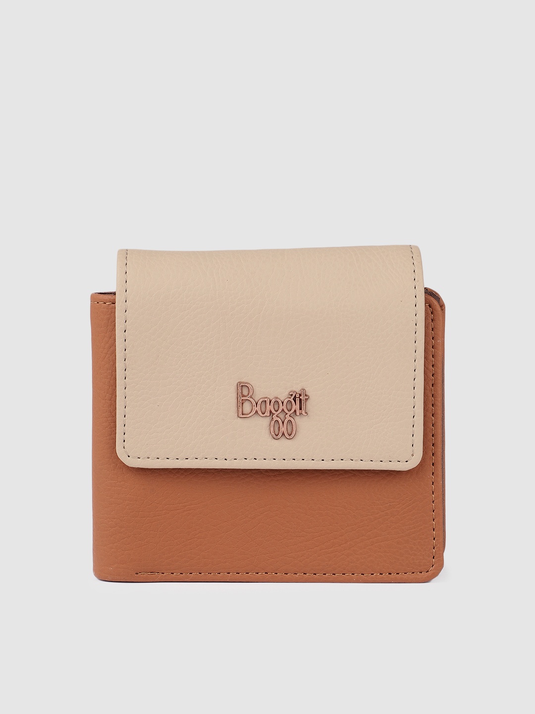 

Baggit Women Beige & Brown Colourblocked Three Fold Wallet