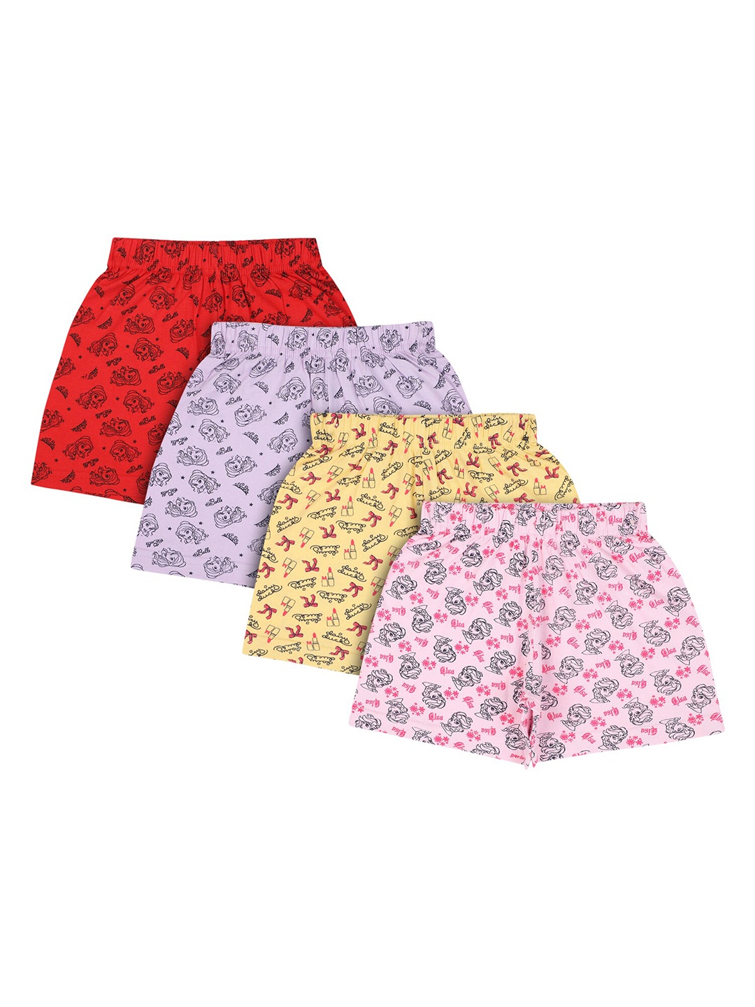 

Bodycare Kids Girls Pack Of 4 Floral Printed Shorts, Red