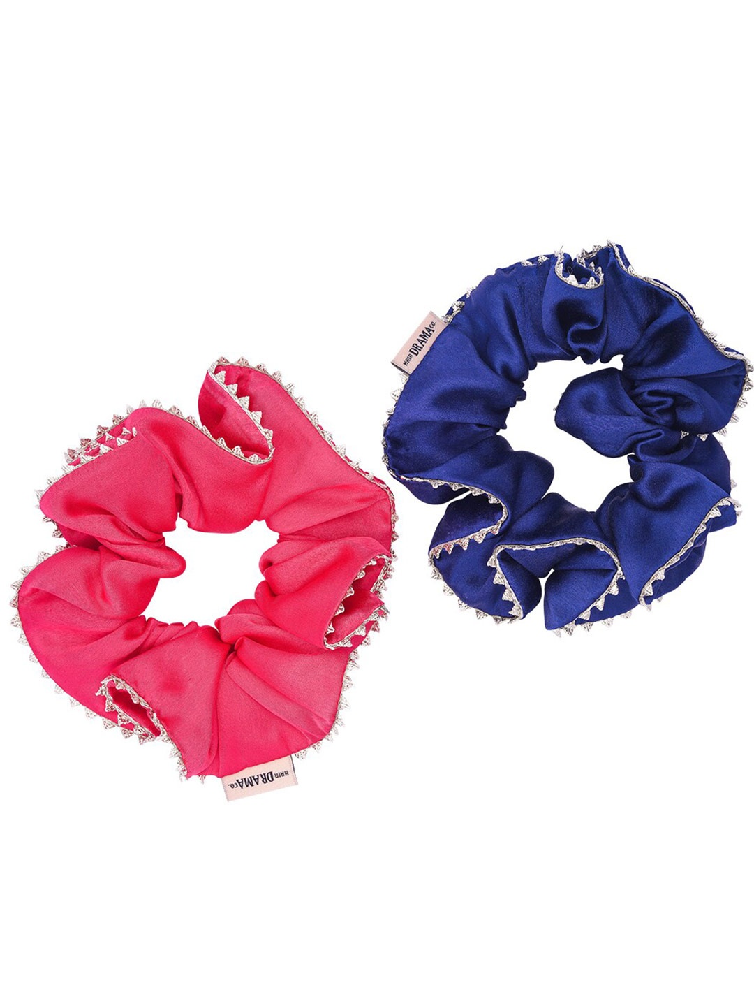 

HAIR DRAMA CO. Women Pink & Blue Set of 2 Embellished Ponytail Holders