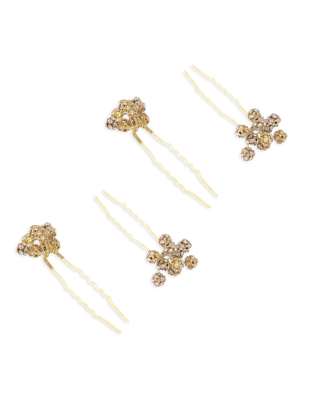 

HAIR DRAMA CO. Women Gold-Toned & White Set of 4 Embellished U Pins