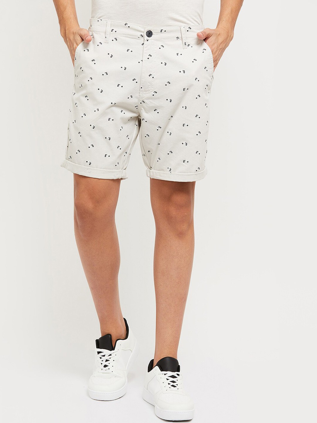 

max Men Grey Conversational Printed Shorts