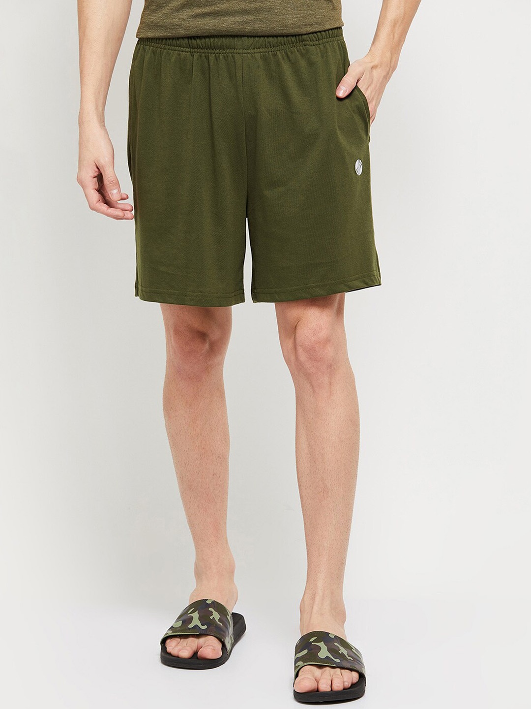 

max Men Olive Green Sports Shorts