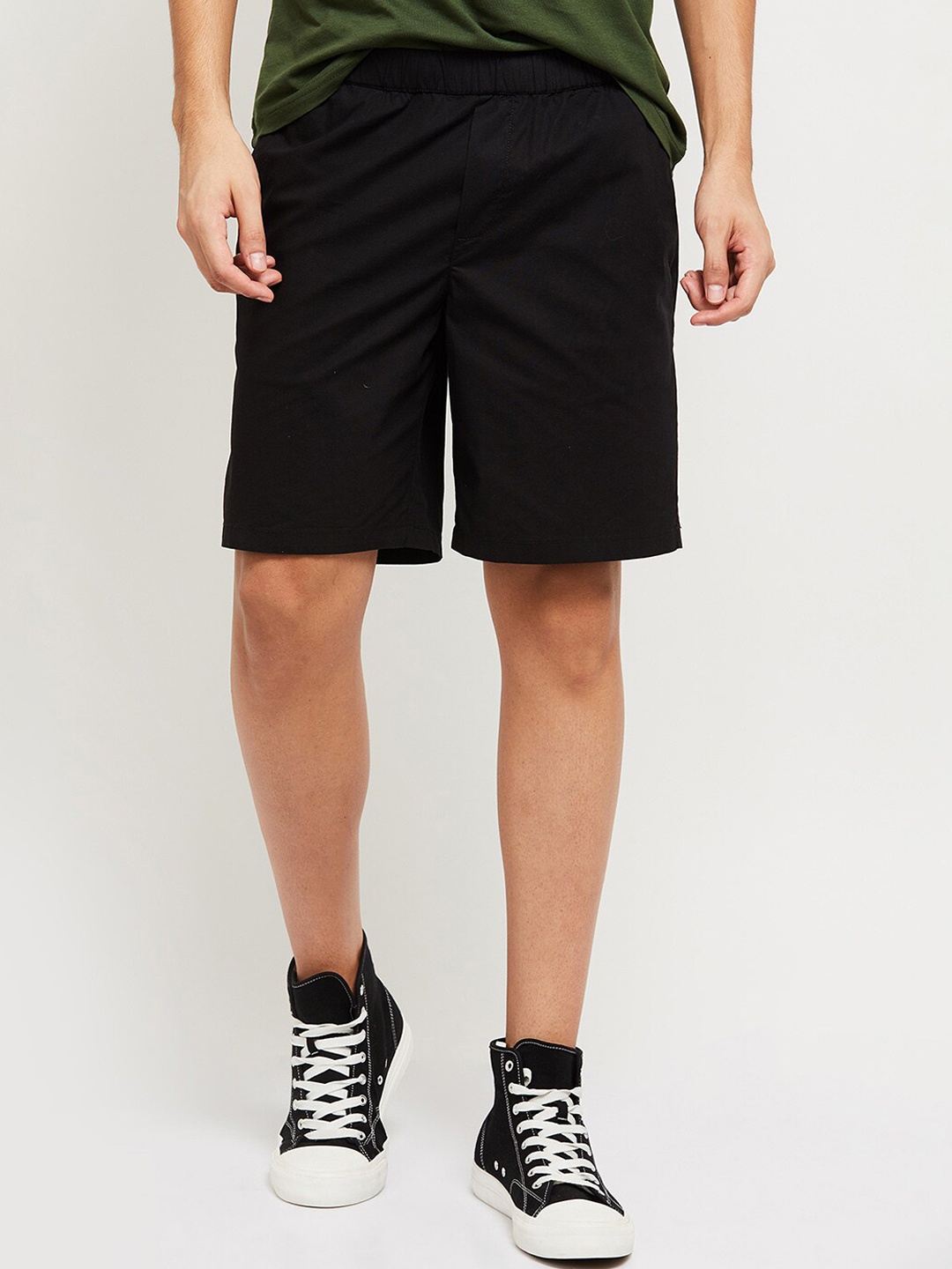 

max Men Black Slim Fit Sports Shorts