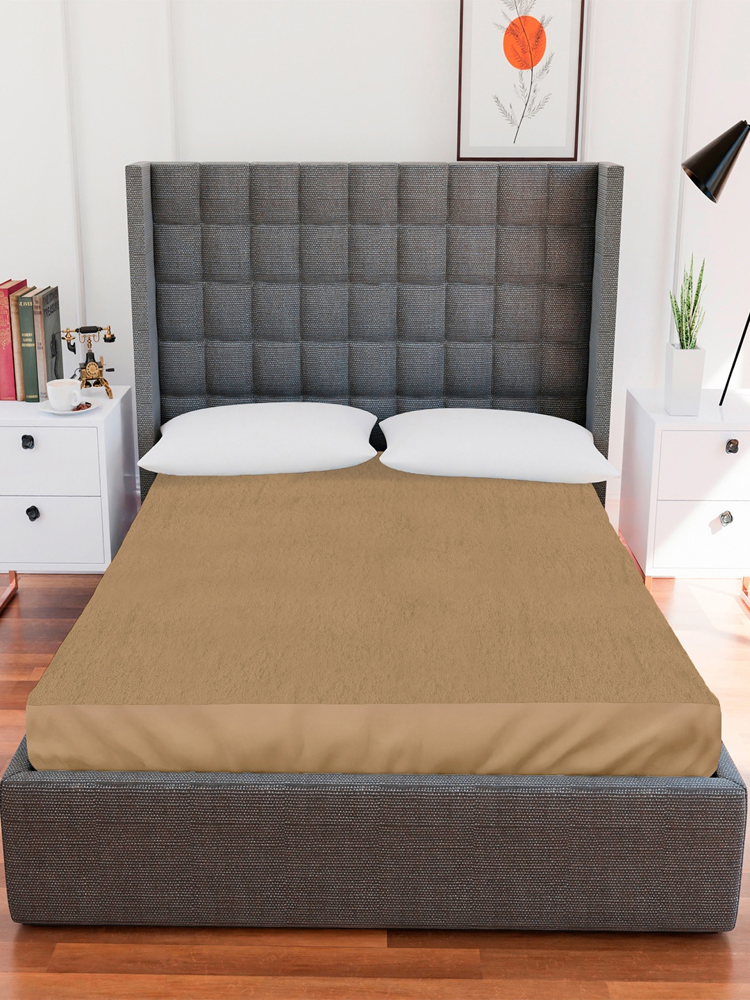 

AVI Beige Solid Double Size Waterproof Mattress Protector