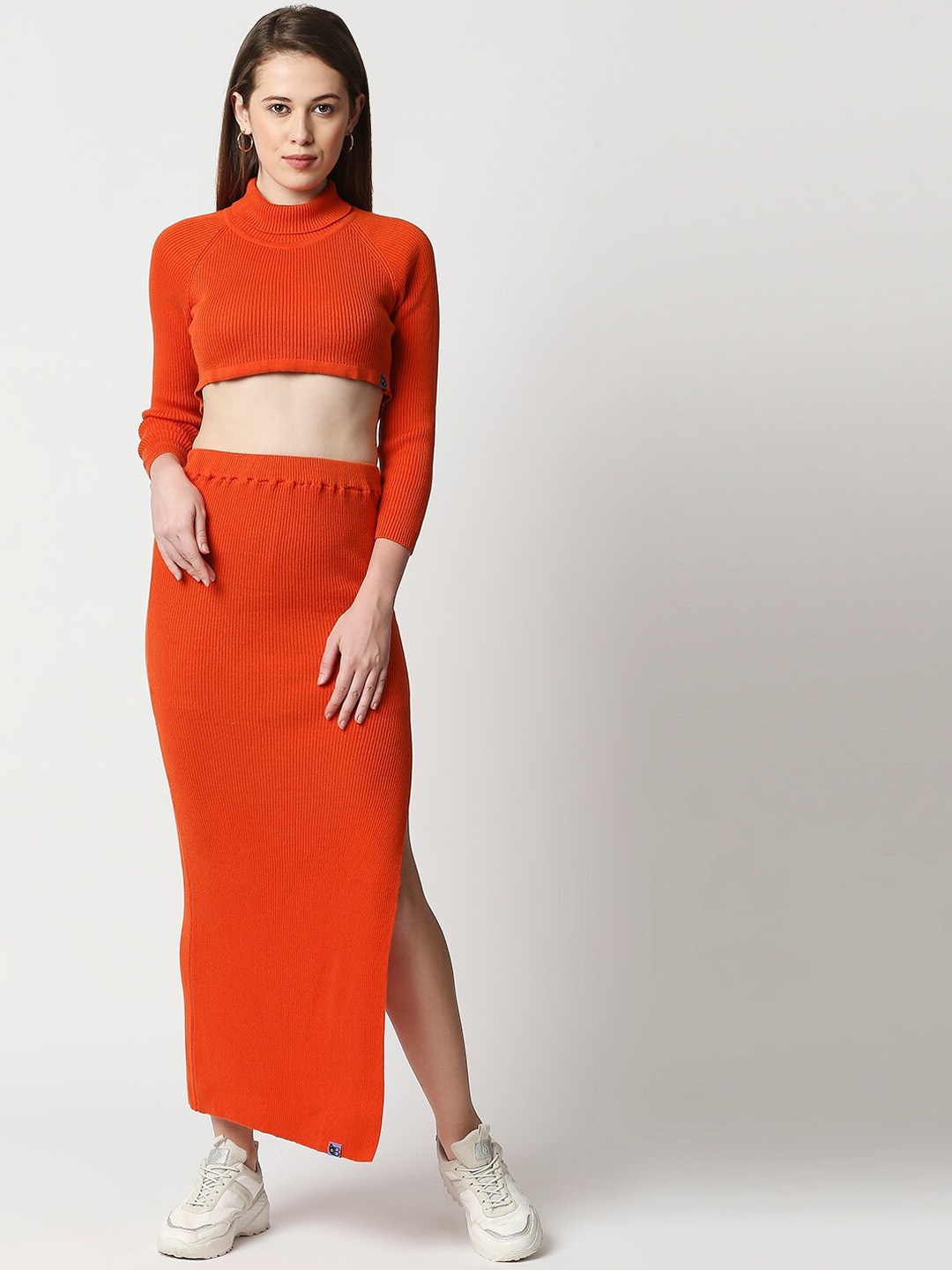 Blamblack Women Orange Solid Co-Ords