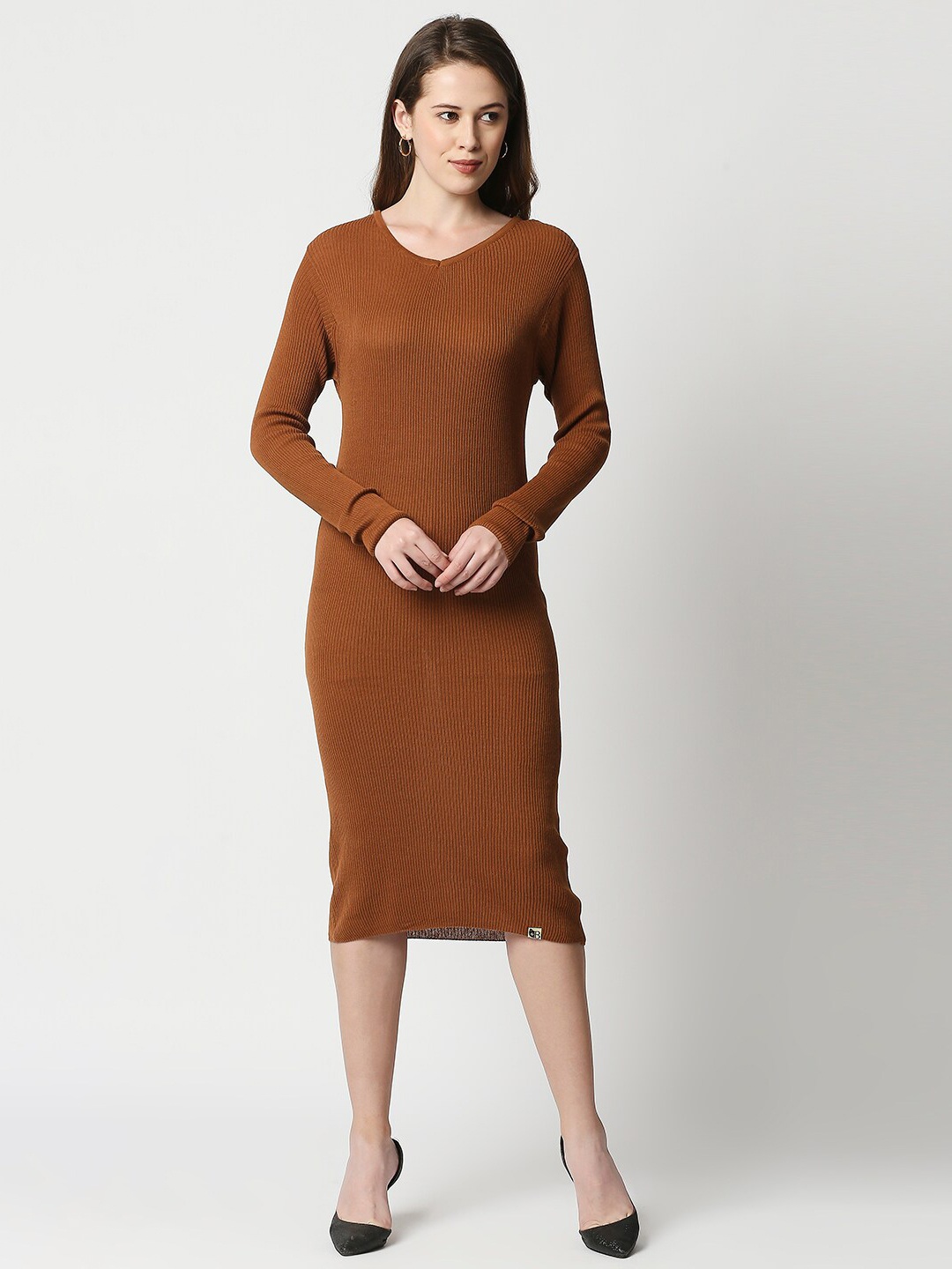 

Blamblack Women Brown Bodycon Midi Dress