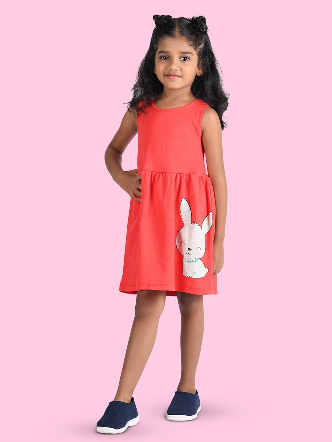 

Zalio Kids Girls Red Pure Cotton Fit & Flare Dress