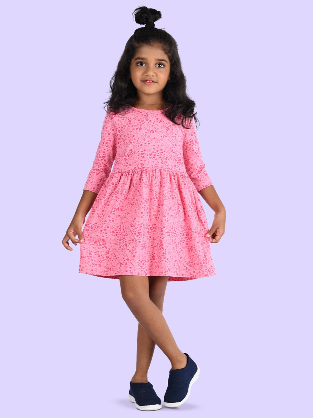 

Zalio Kids Girls Pink Floral Cotton Dress