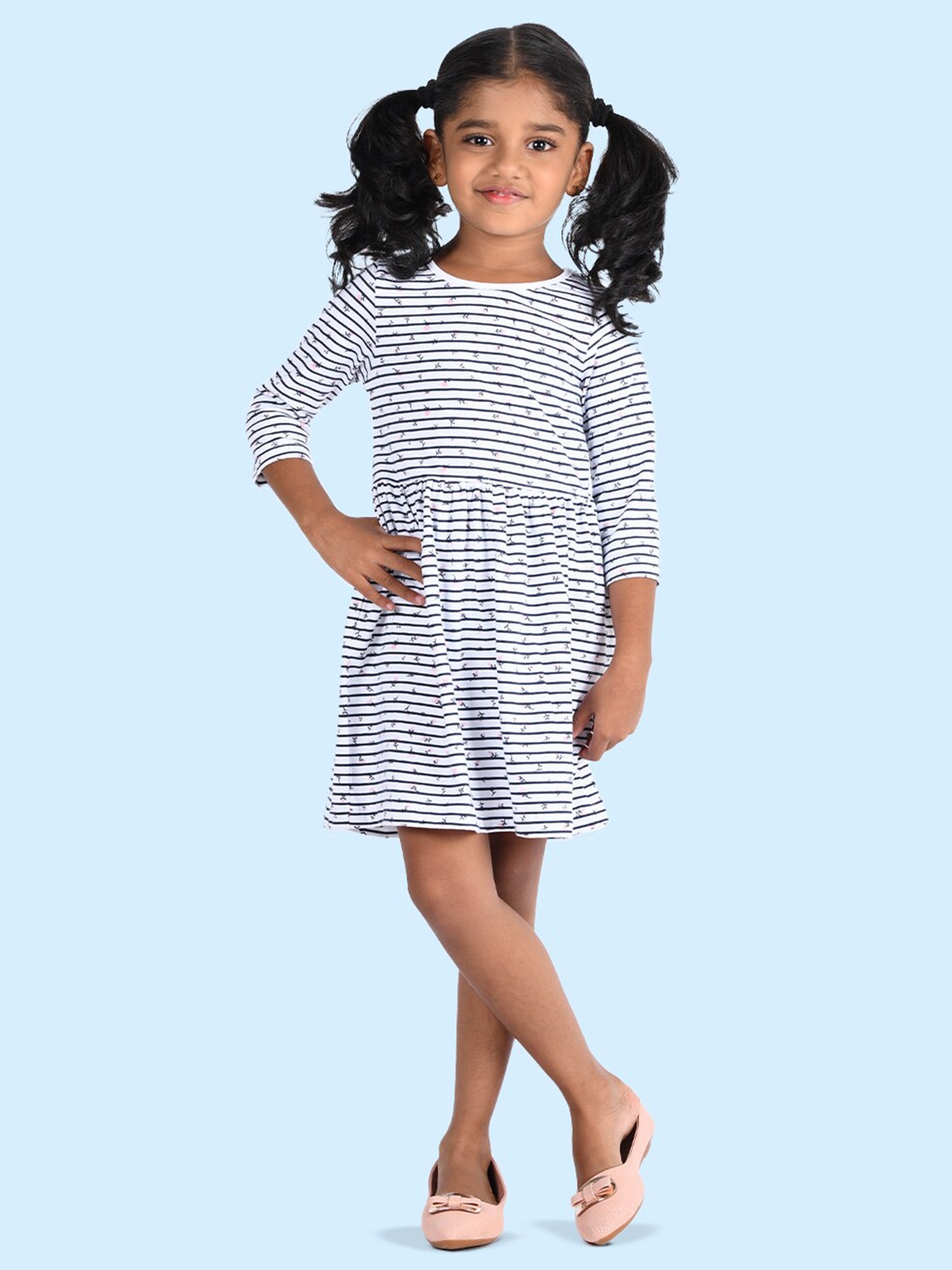 

Zalio White Striped Pure Cotton Dress