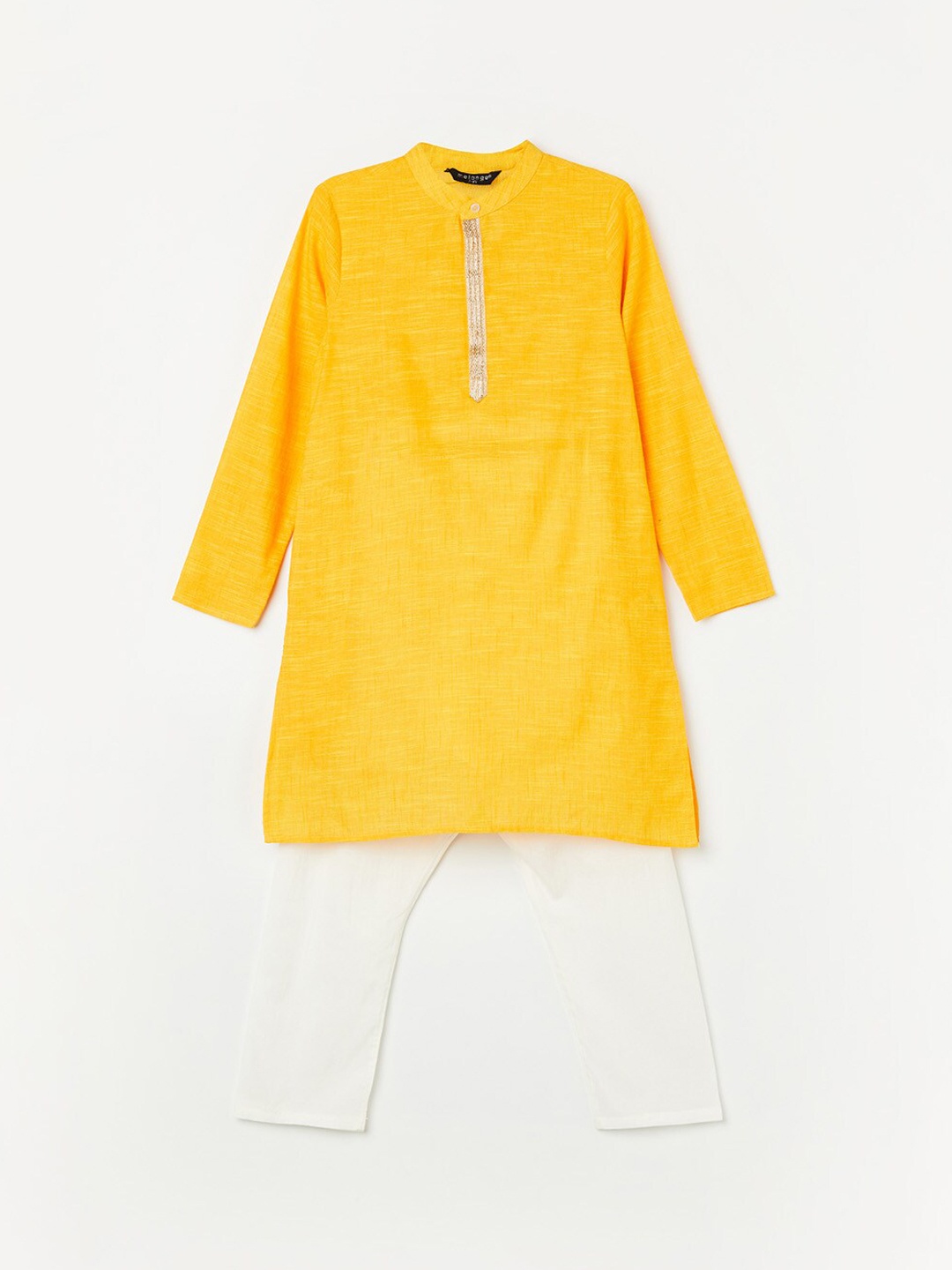 

Melange by Lifestyle Boys Yellow Pure Cotton Kurta with Trousers