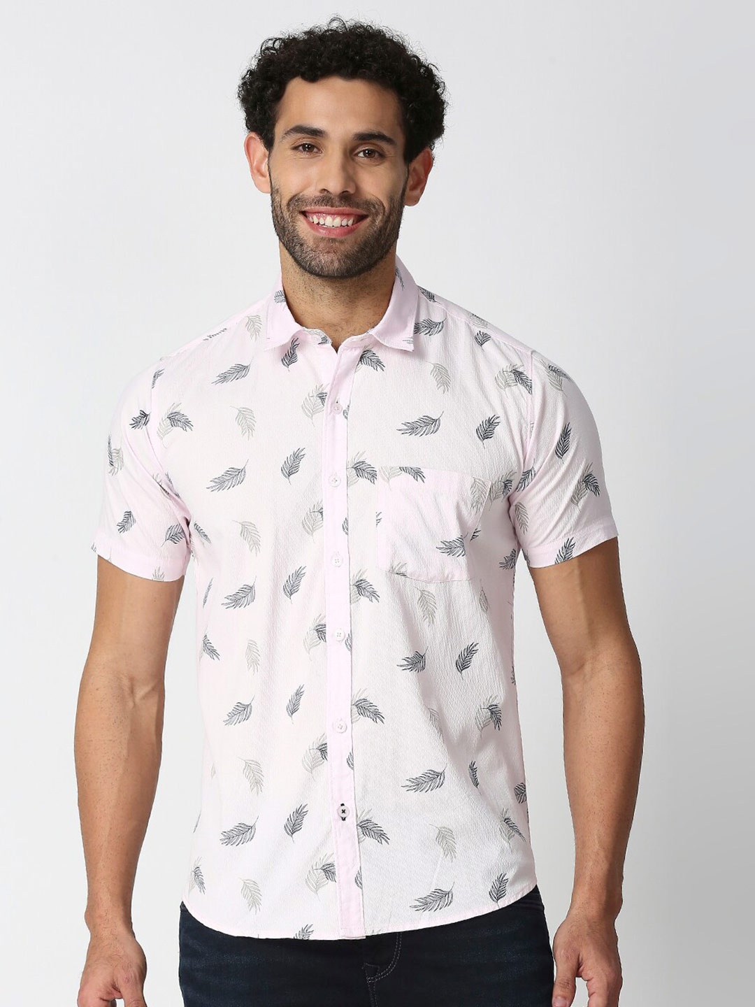 

Solemio Men Blue Slim Fit Printed Casual Shirt