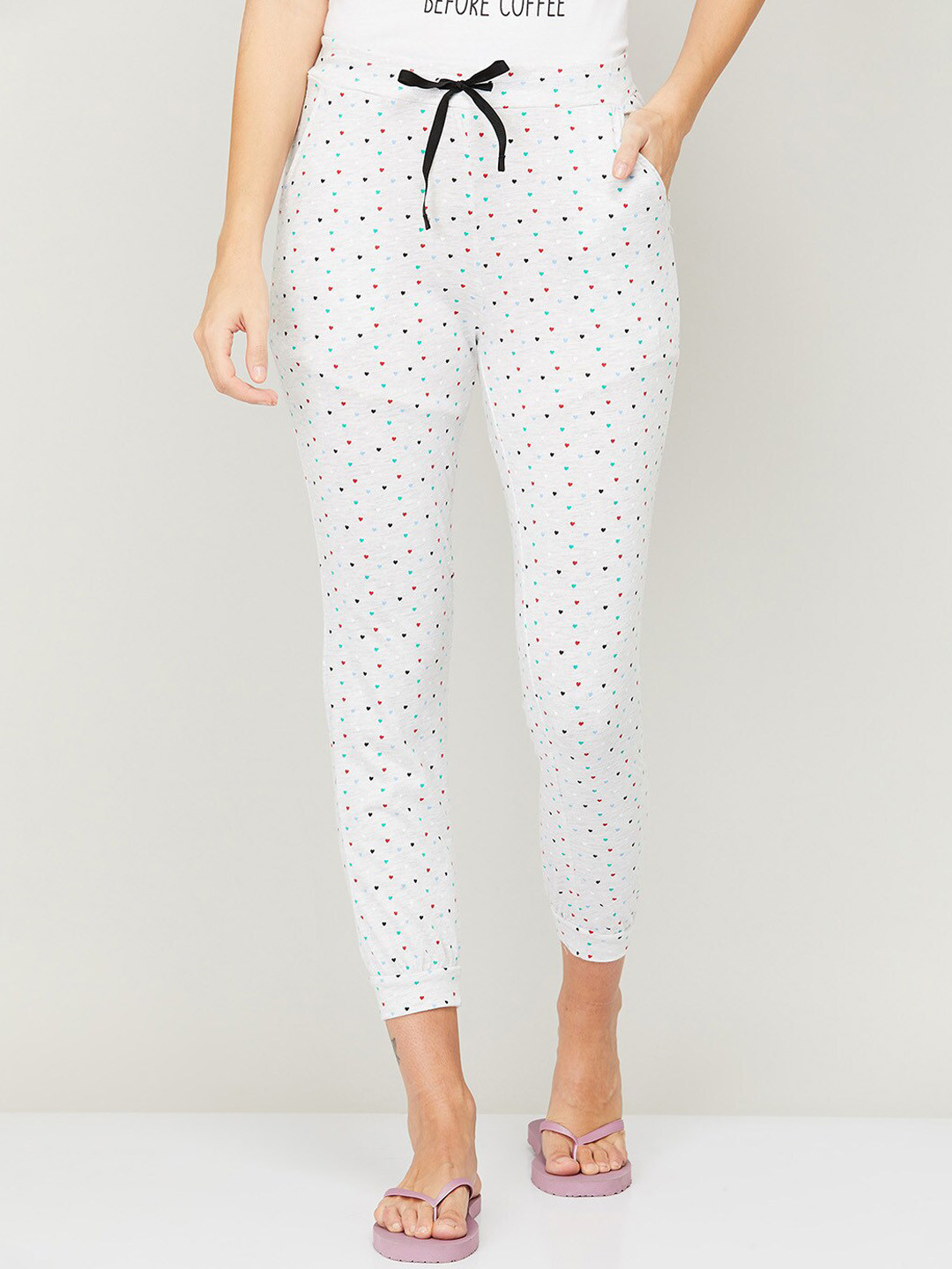 

Ginger by Lifestyle Women Grey Melange Printed Cotton Lounge Pants