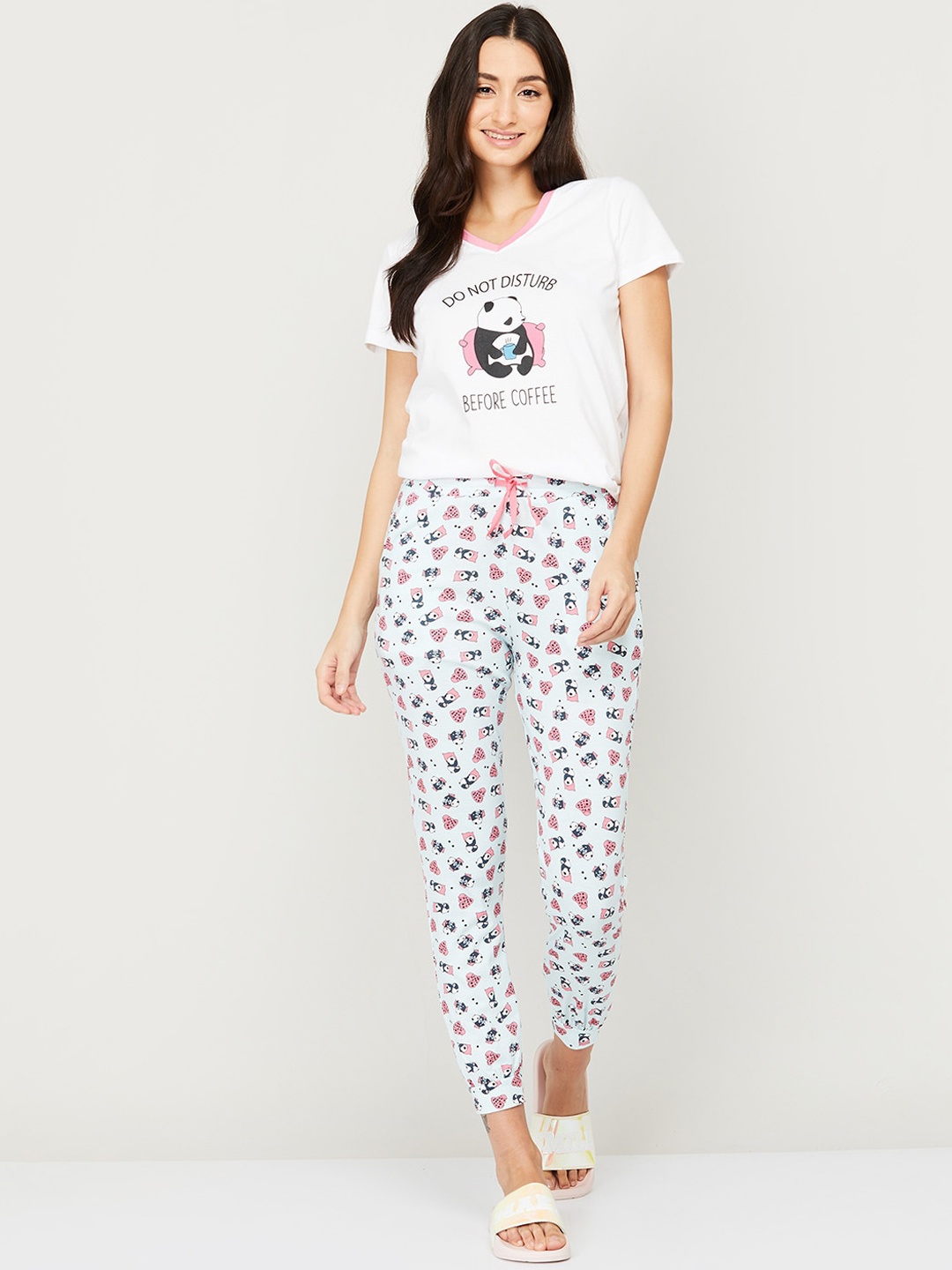 

Ginger by Lifestyle Women Sea Green & White Printed Night suit