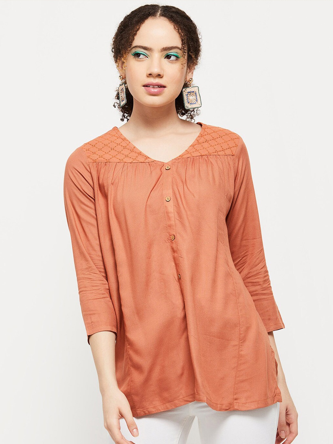 

max Women Orange Longline Top