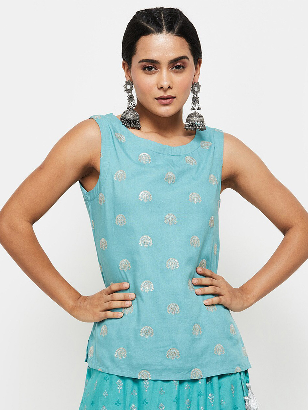 

max Women Blue Print Top