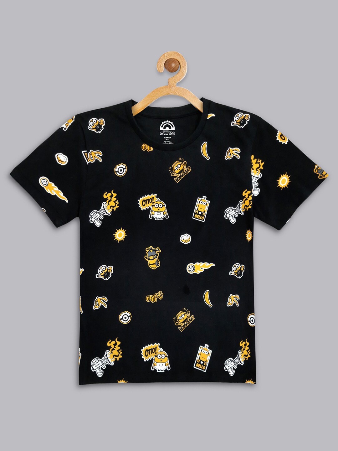 

Kids Ville Boys Black Minion Printed Pure Cotton Tshirt