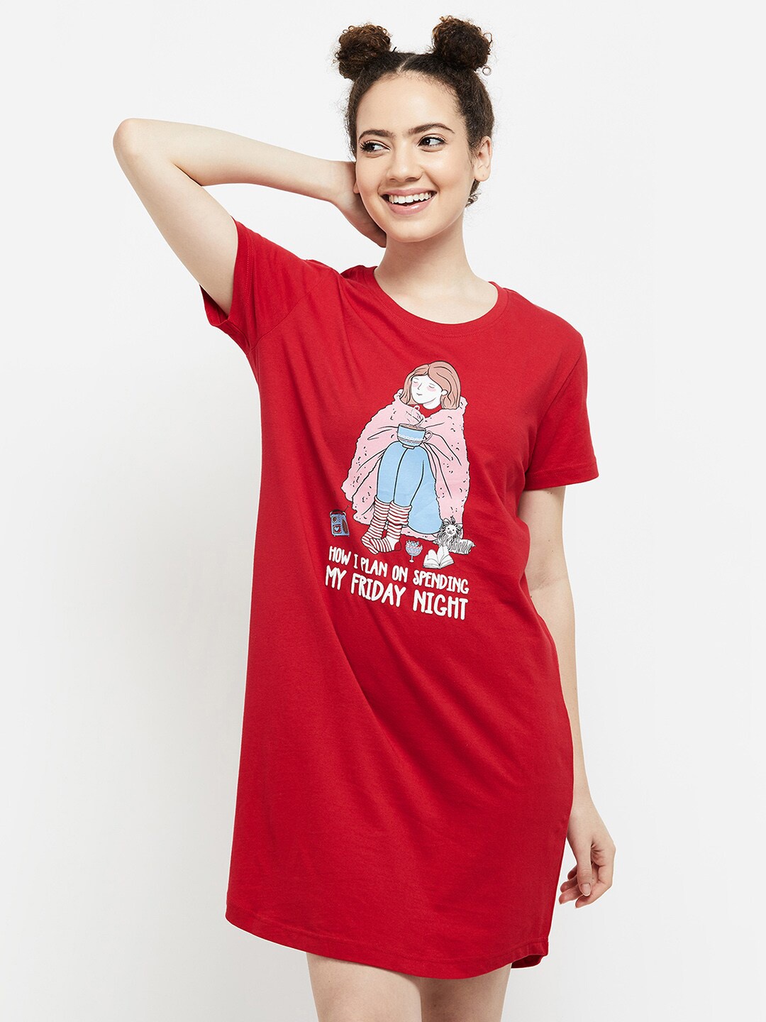 

max Red Printed Nightdress