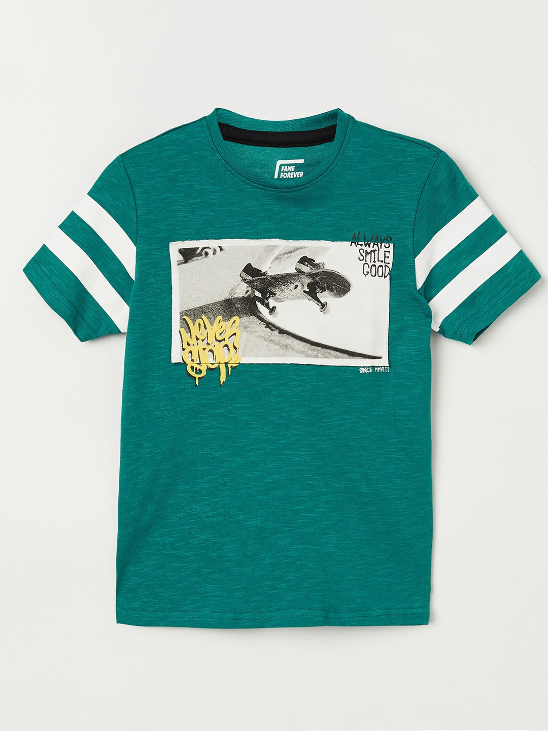

Fame Forever by Lifestyle Boys Blue & White Printed Pure Cotton T-shirt