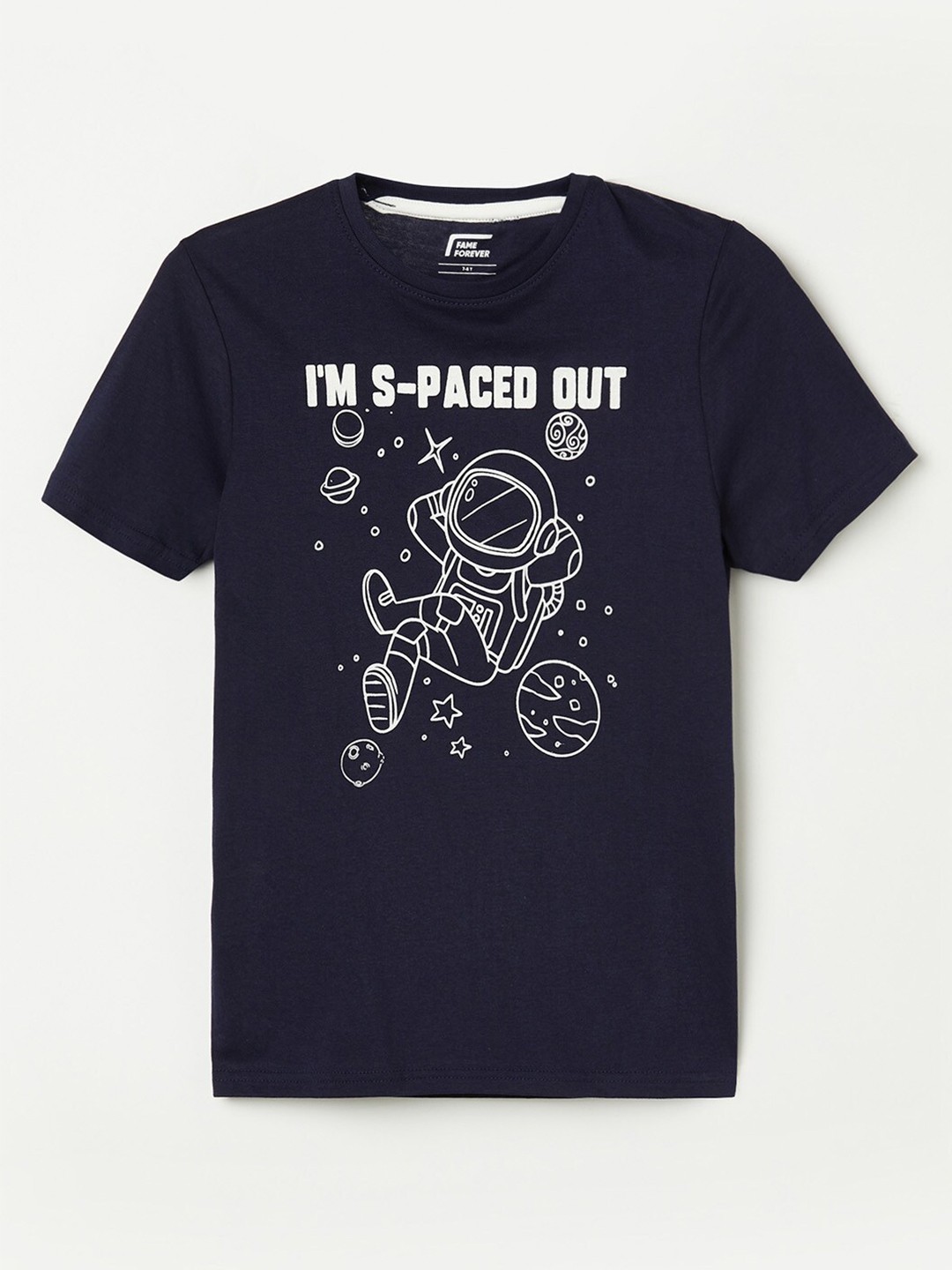 

Fame Forever by Lifestyle Boys Navy Blue Printed Pure Cotton T-shirt
