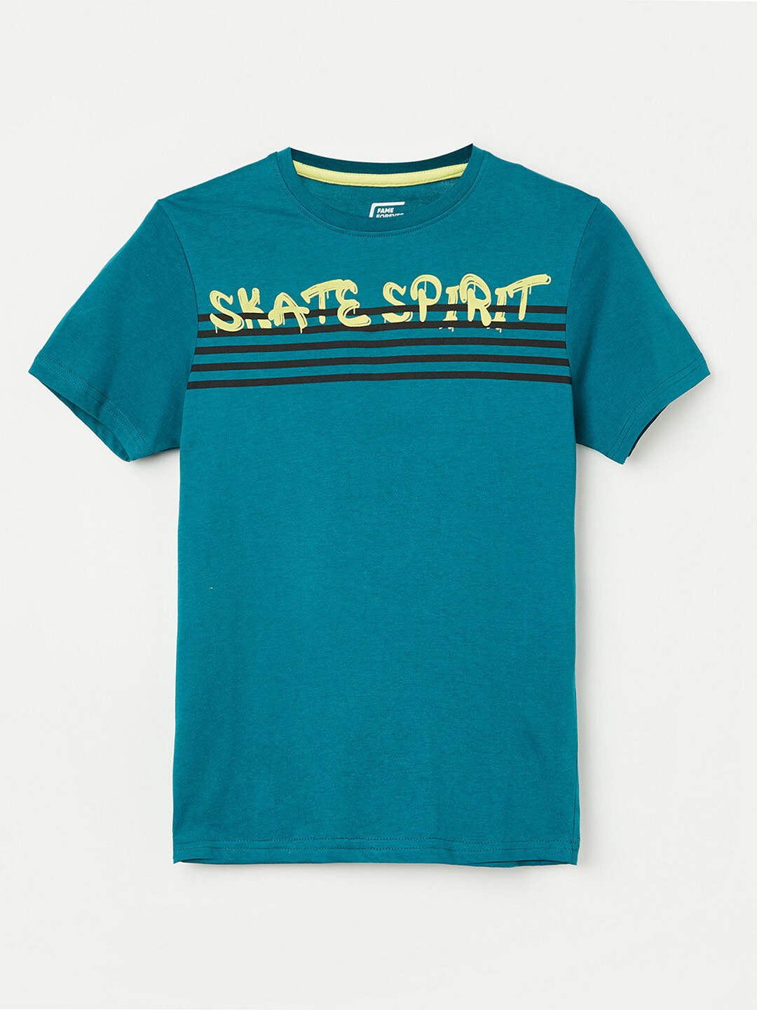 

Fame Forever by Lifestyle Boys Teal Typography Pure Cotton T-shirt