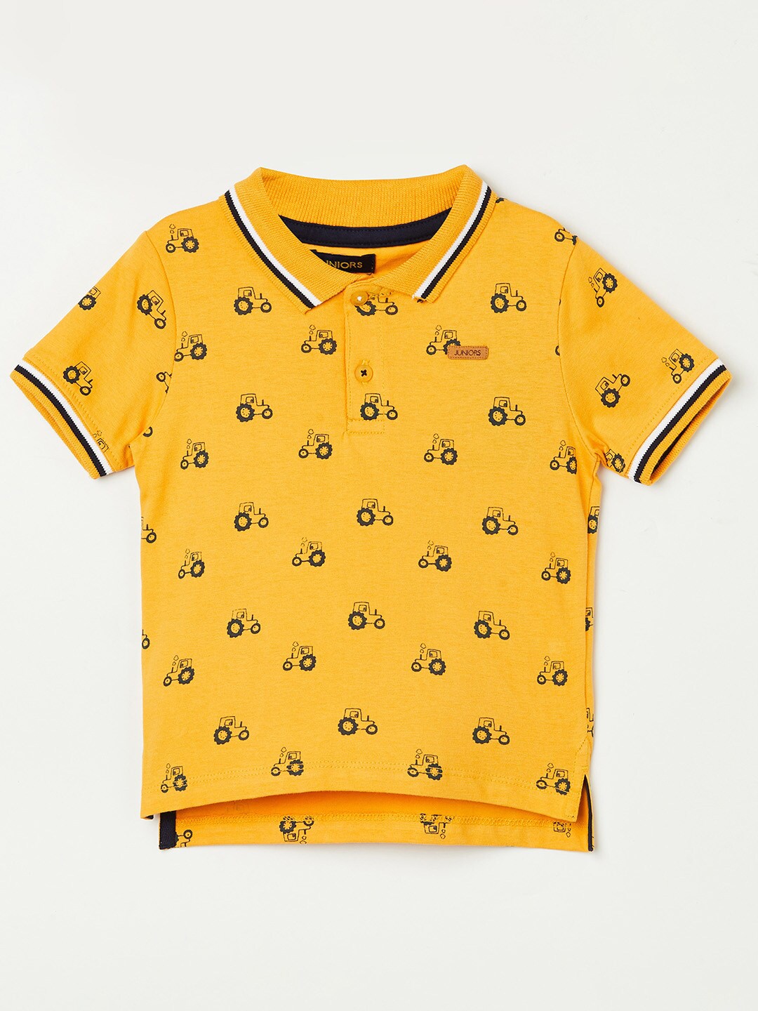 

Juniors by Lifestyle Boys Yellow Printed Polo Collar Pure Cotton T-shirt