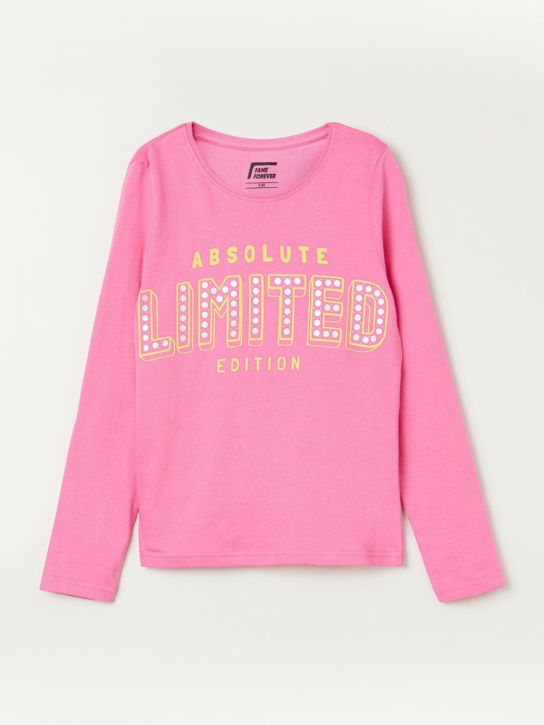 

Fame Forever by Lifestyle Girls Pink Typography Printed Pure Cotton T-shirt