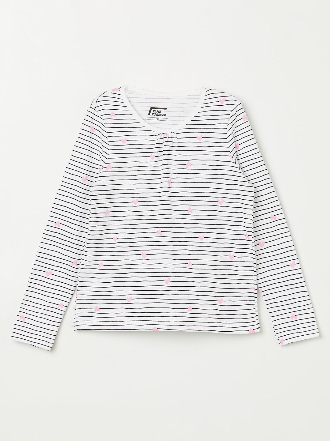 

Fame Forever by Lifestyle Girls Multicoloured Striped V-Neck Pure Cotton T-shirt, Multi
