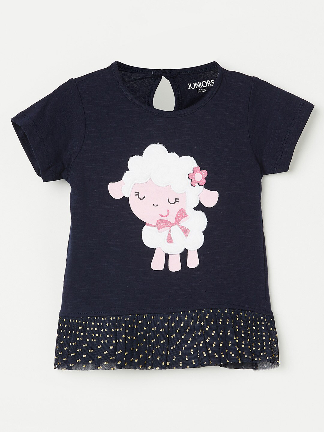 

Juniors by Lifestyle Girls Navy Blue Printed Pure Cotton T-shirt