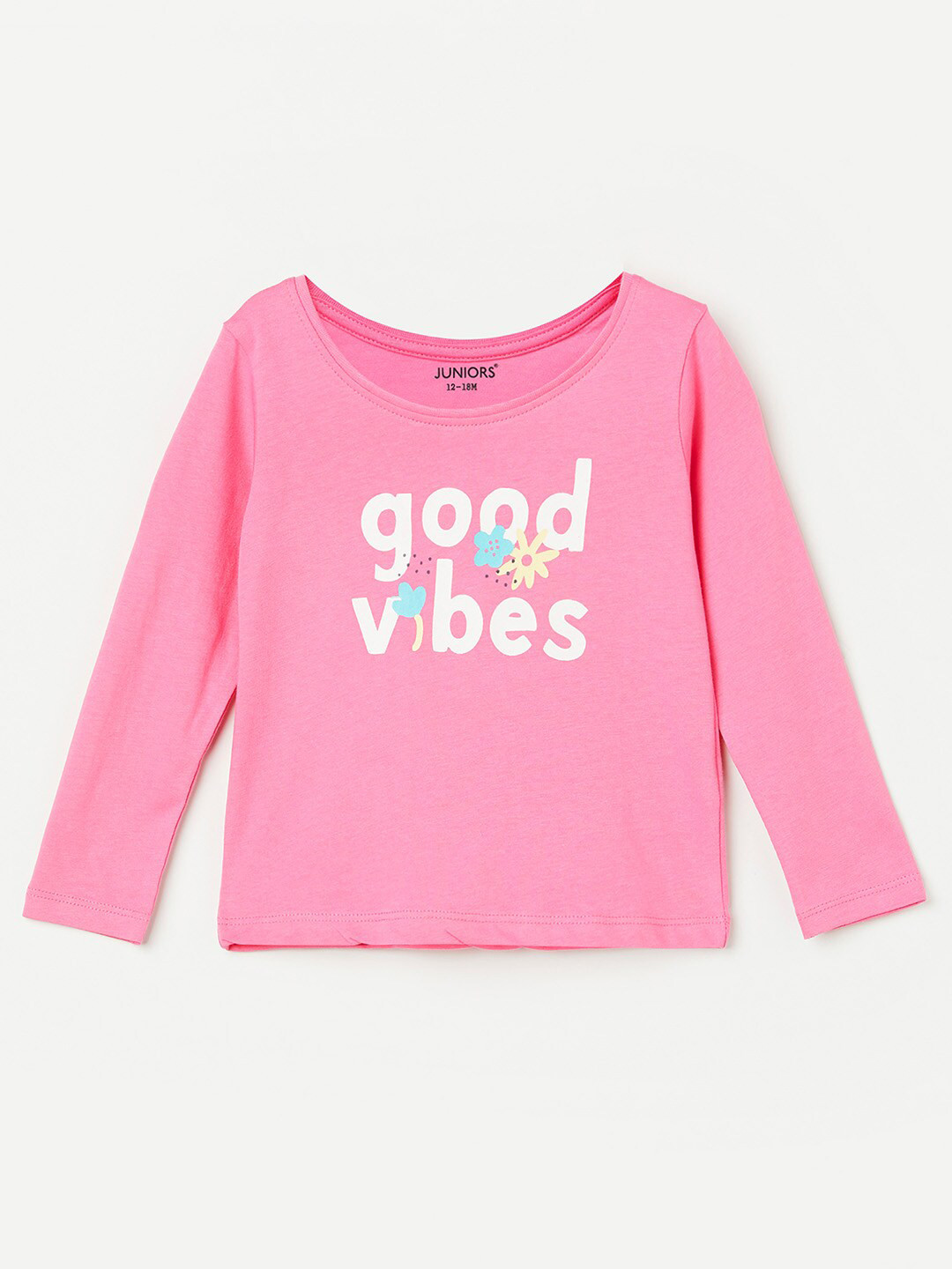 

Juniors by Lifestyle Girls Pink Typography Printed Pure Cotton T-shirt