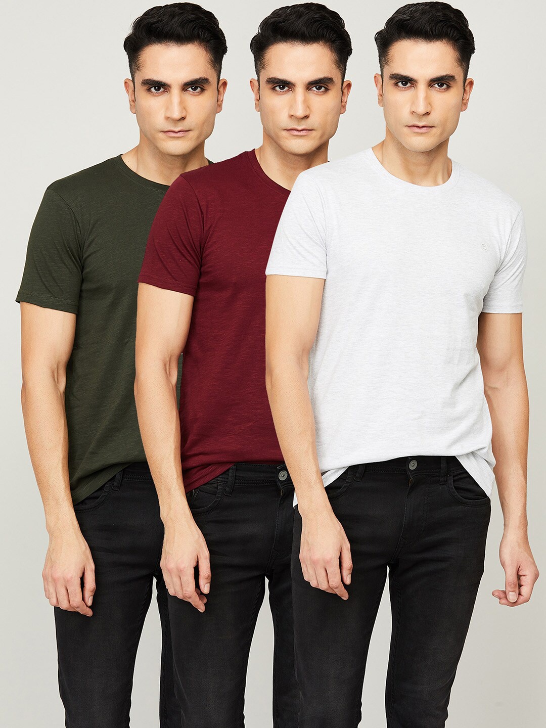 

Bossini Men Pack of 3 Slim Fit T-shirt, Na