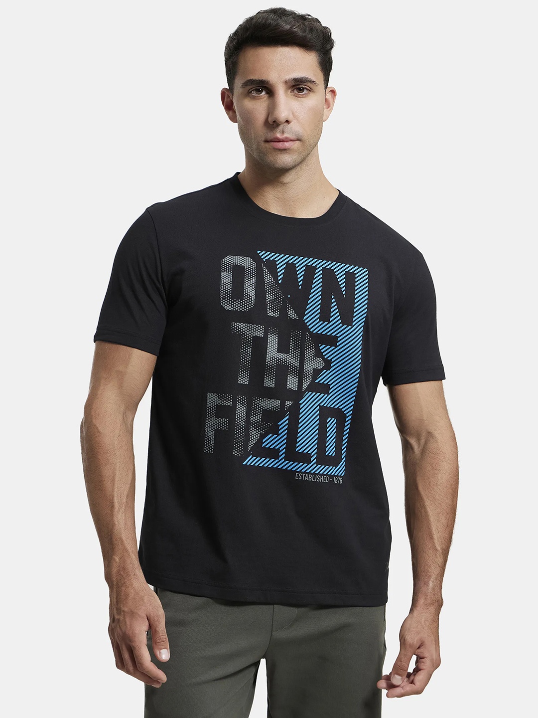 

Jockey Combed Cotton Rich Graphic Round Neck Half Sleeve Tshirt-2718, Black