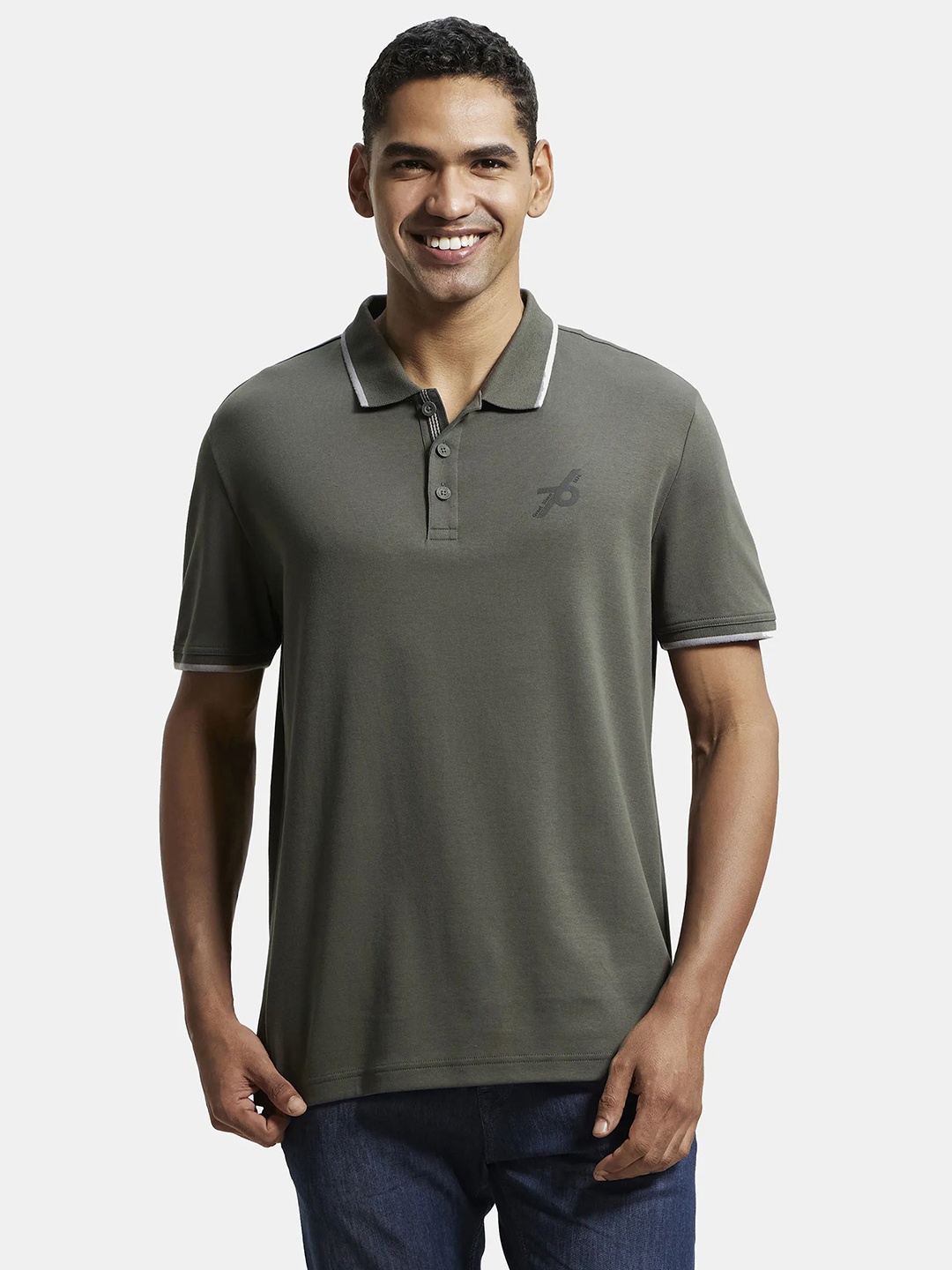 

Jockey Super Combed Cotton Rich Solid Half Sleeve Polo T-shirt-3911, Olive