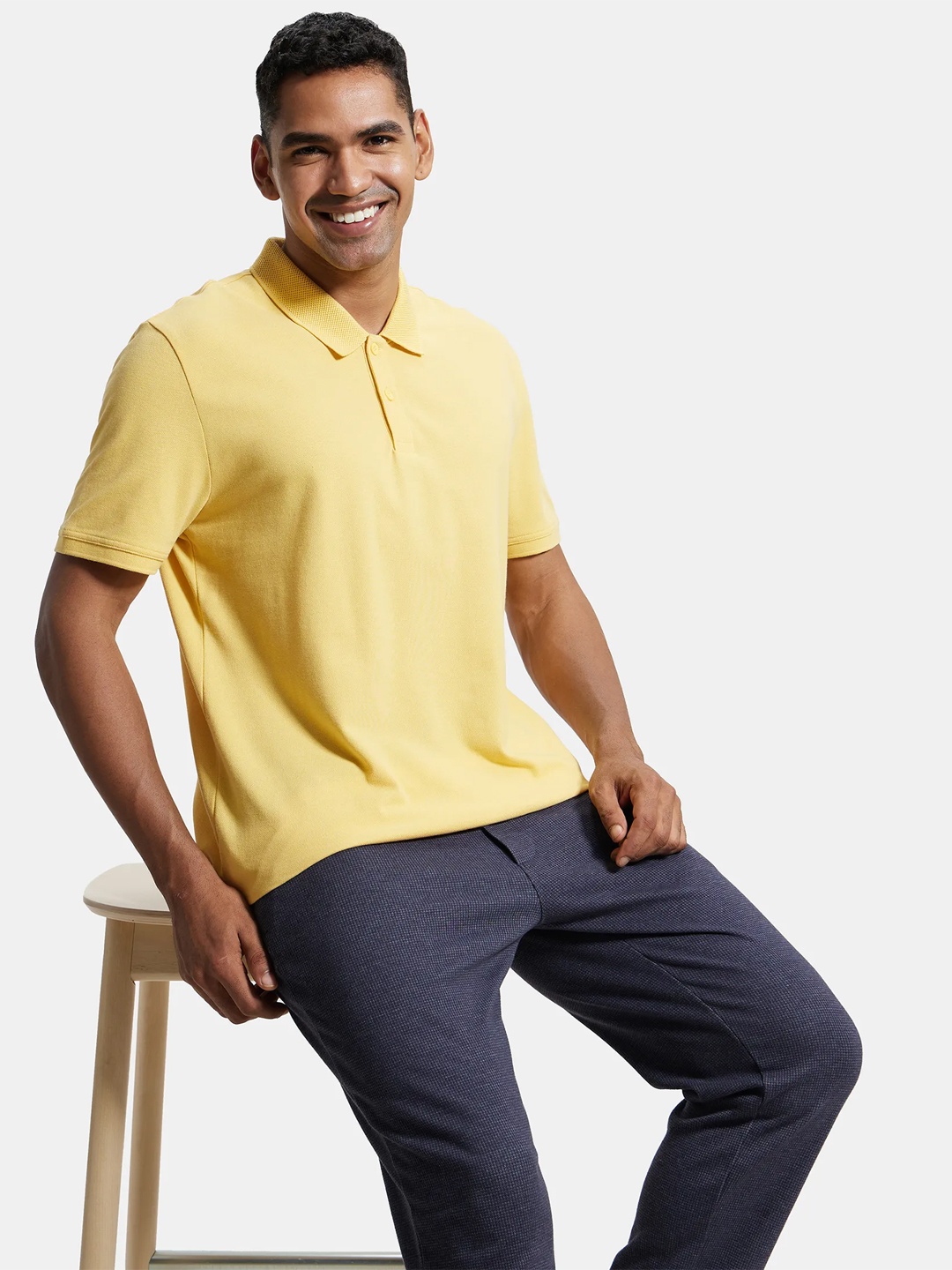 

Jockey Combed Cotton Rich Pique Fabric Half Sleeve Polo Tshirt-AM35, Yellow