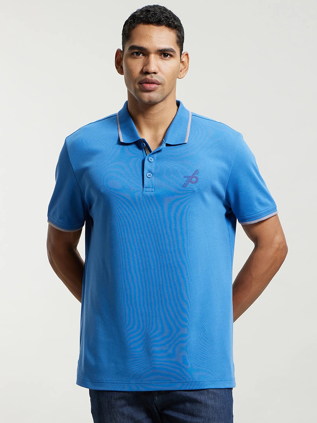 

Jockey Super Combed Cotton Rich Solid Half Sleeve Polo T-shirt-3911, Blue