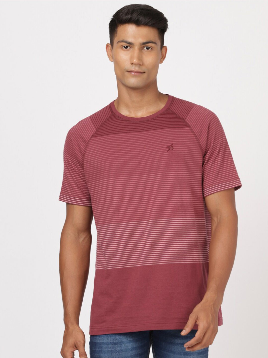 

Jockey Men Burgundy Striped Round Neck T-shirt