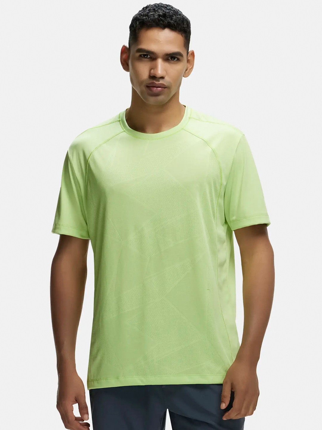 

Jockey Men Green Polyester T-shirt