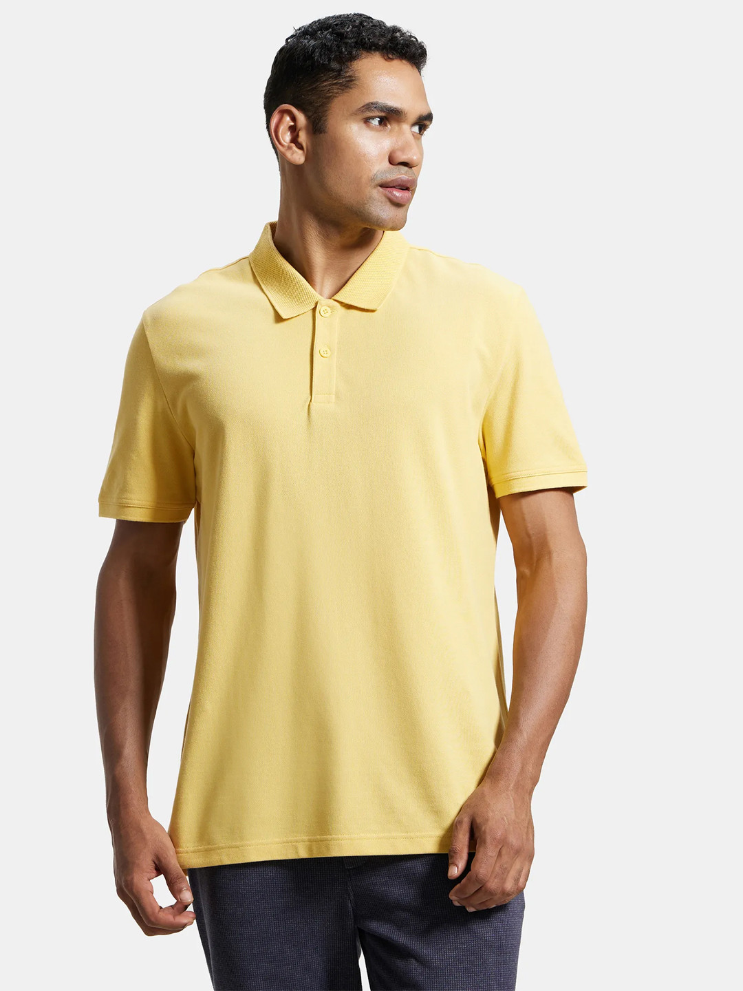

Jockey Combed Cotton Rich Pique Fabric Half Sleeve Polo Tshirt-AM35, Yellow