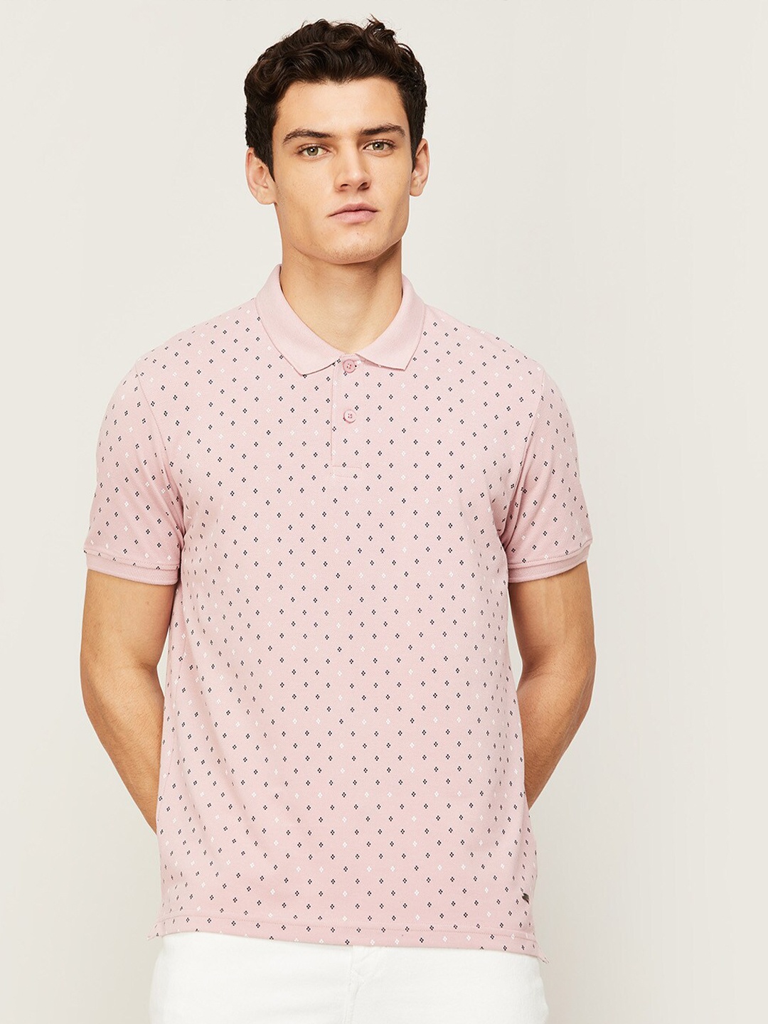 

CODE by Lifestyle Men Pink Printed Polo Collar T-shirt