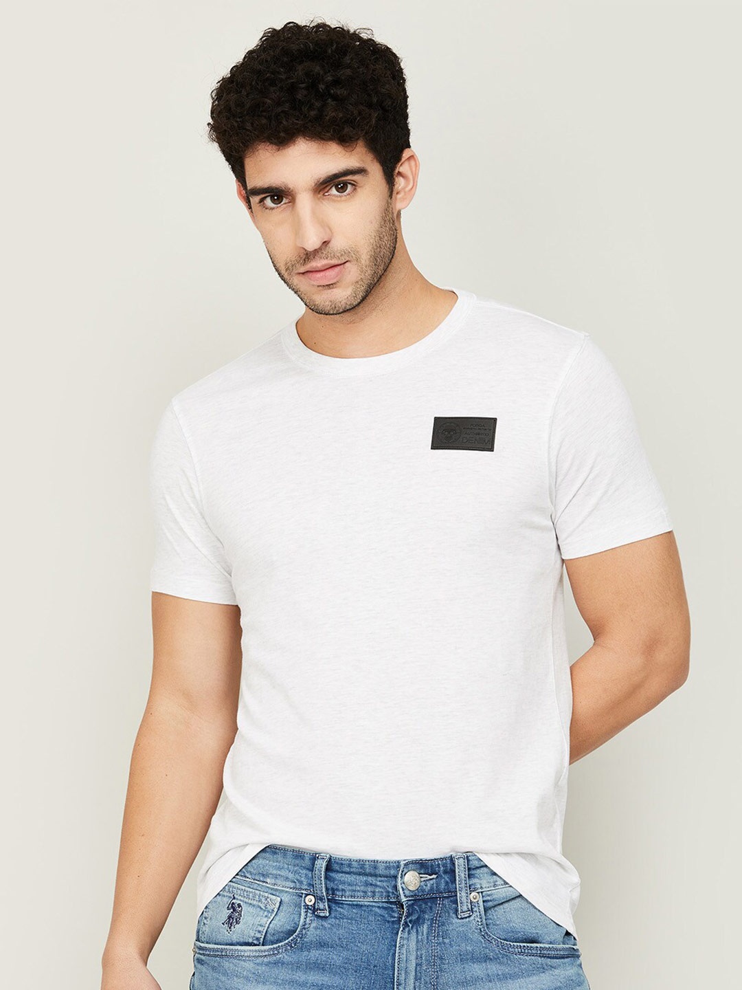 

Forca Men White Pure Cotton T-shirt