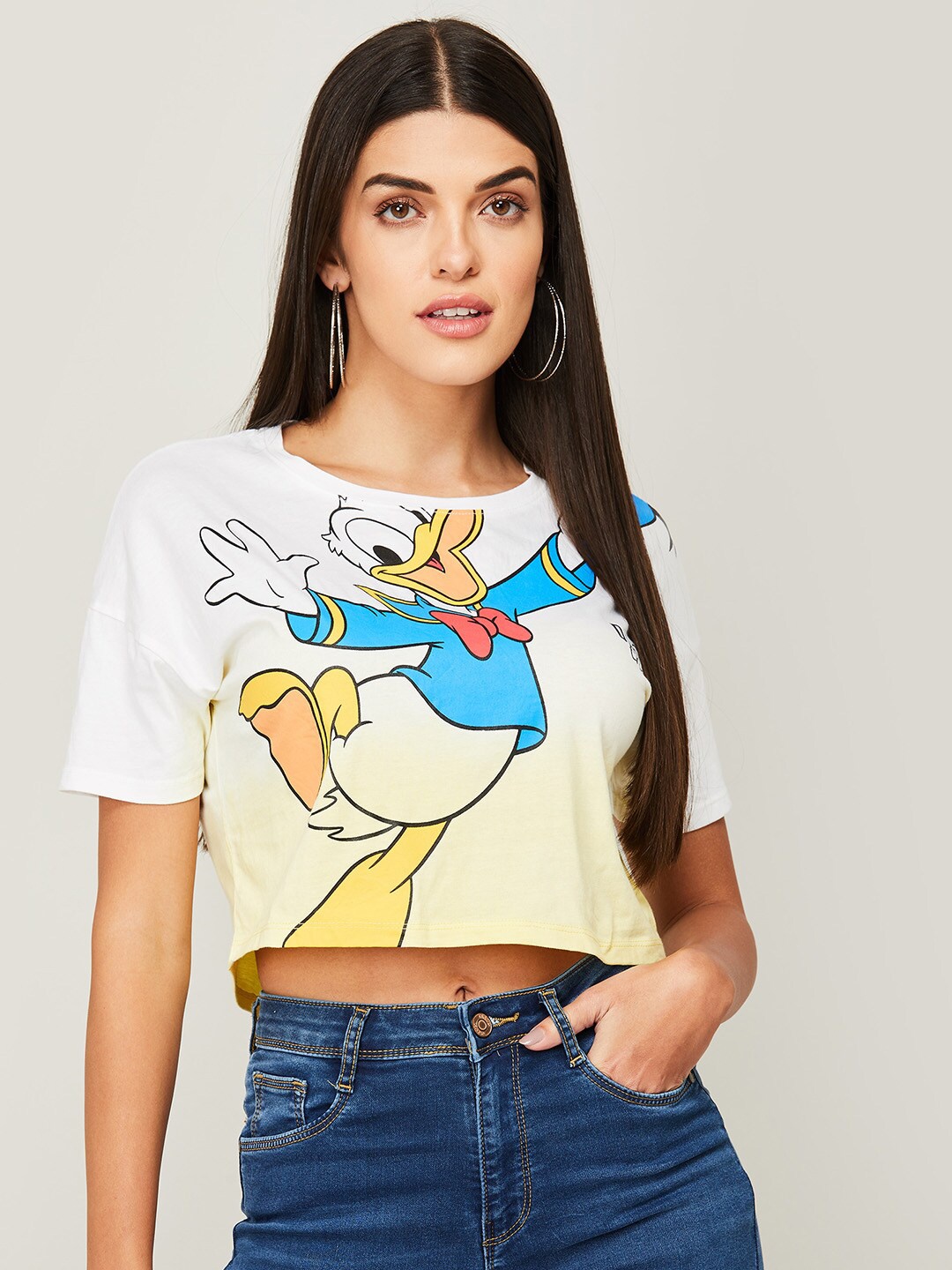 

Ginger by Lifestyle Women White Printed T-shirt